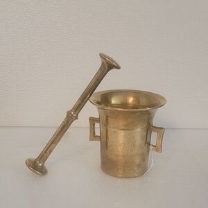 Vintage Brass Mortar and Pestle Set 5.5" And 9.5"